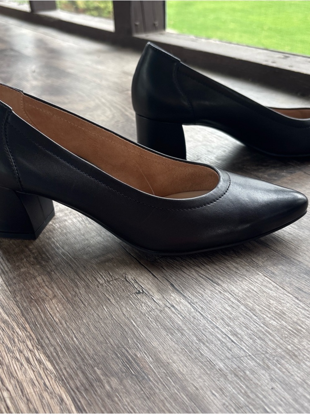 Paul Green Black Pointed Block Heel Pumps